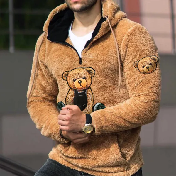 Teddy Bear Warm Men's Lamb Wool Hoodie Only $52.89 - Wayrates.com 