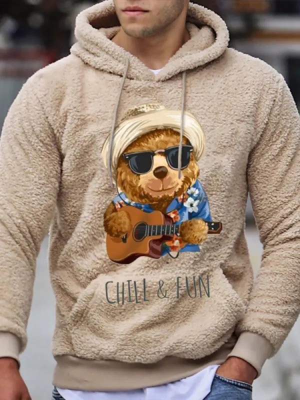 Teddy Bear Warm Men's Casual Lamb Wool Hoodie - Sunshinenice.com 