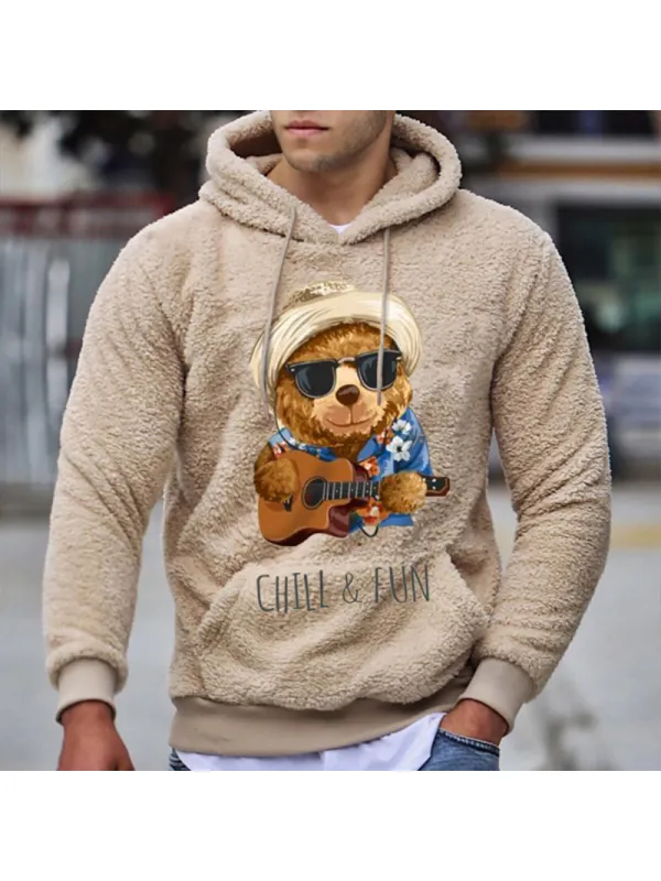Teddy Bear Warm Men's Casual Lamb Wool Hoodie - Anrider.com 