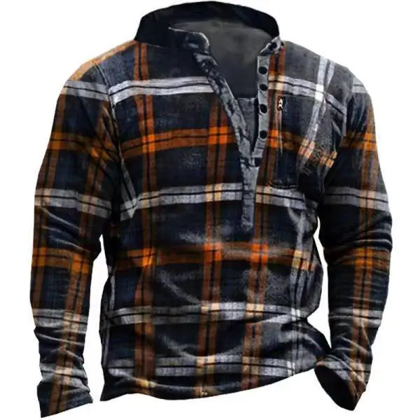 Men's Vintage Plaid Long Sleeve Sweatshirt Only $34.89 - Wayrates.com 
