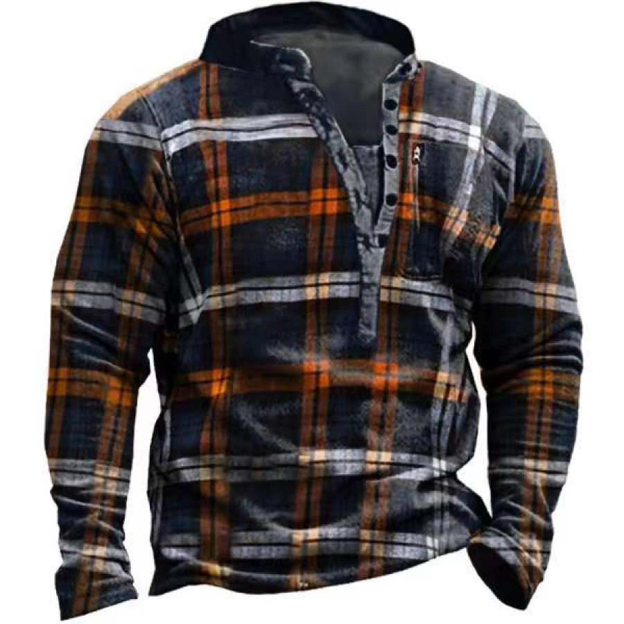 

Men's Vintage Plaid Long Sleeve Sweatshirt