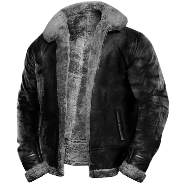 Men's Outdoor Vintage Thickened Fleece PU Jacket Only $69.89 - Wayrates.com 