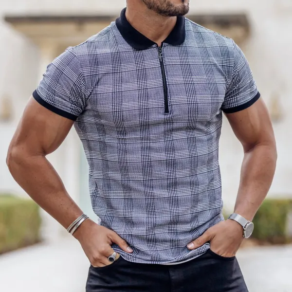 Prince of Wales Zip Polo Shirt - Menilyshop.com 