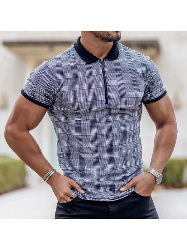Prince of Wales Zip Polo Shirt - Plazabery.chimpone.com 