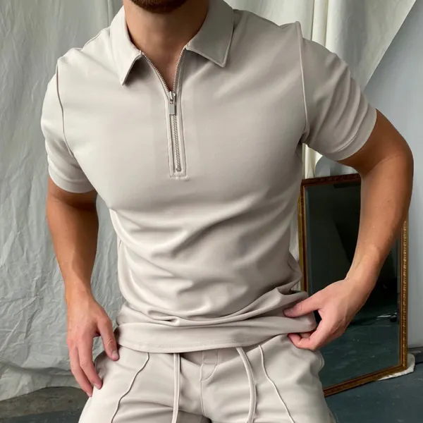 Zip solid color polo shirt - Craftshock.com 