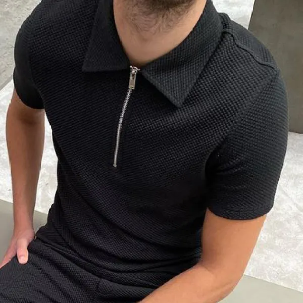 Wavy texture polo shirt - Menilyshop.com 