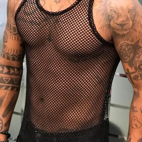 Lace mesh personality vest - Fineyoyo.com 