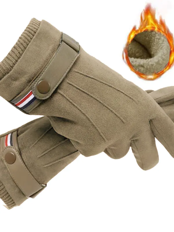 Suede Men Guantes Gloves Winter Touch Screen Keep Warm Windproof Driving Thick Cashmere Anti Slip Outdoor Male Leather - Wantbright.com 