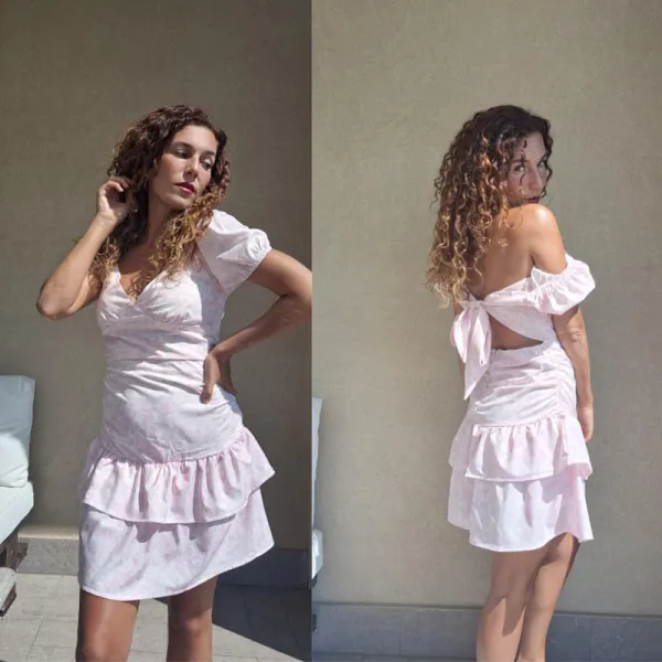 Women's Elegant Sweet Puff Sleeves Mini Dress - Menzfolk.com 