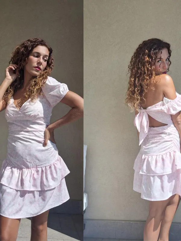 Women's Elegant Sweet Puff Sleeves Mini Dress - Simplyion.com 