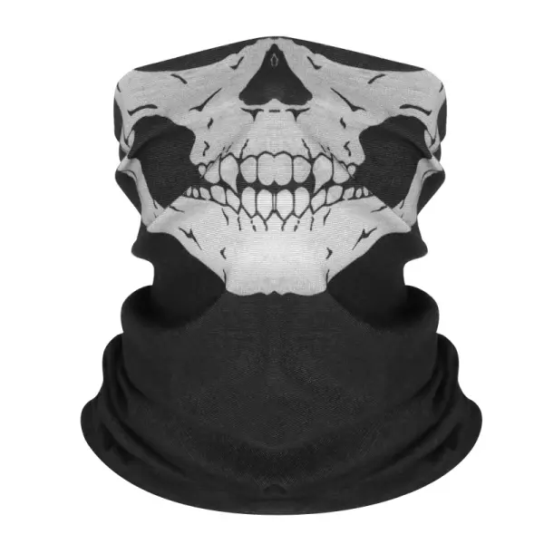 Outdoor Men's And Women's Bicycle Riding Skull Print Head Scarf Face Mask Collar Windproof Sunscreen Scarf - Rabclub.com 