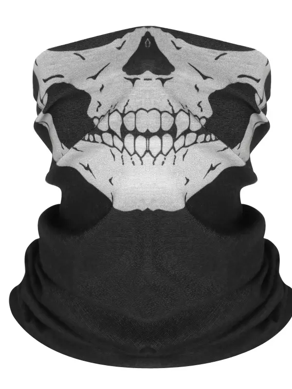 Outdoor Men's And Women's Bicycle Riding Skull Print Head Scarf Face Mask Collar Windproof Sunscreen Scarf - Menwyx.com 