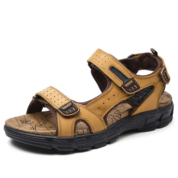 Mens leather toe cap sandals beach shoes - Elementnice.com 