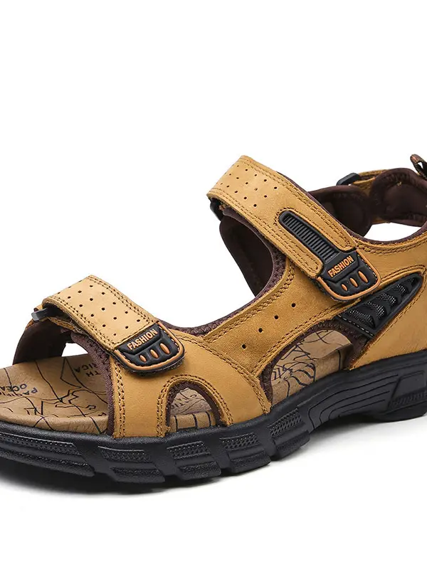 Mens leather toe cap sandals beach shoes - Pragmaace.com 