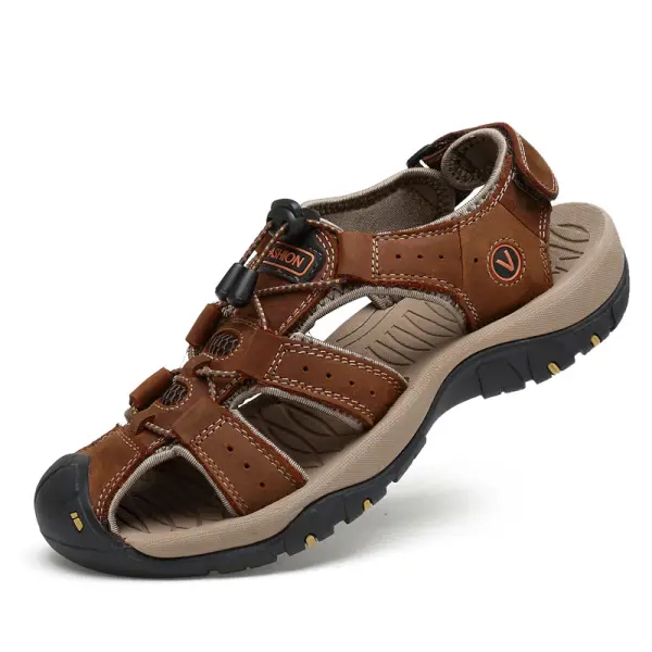 Mens leather toe cap sandals - Elementnice.com 