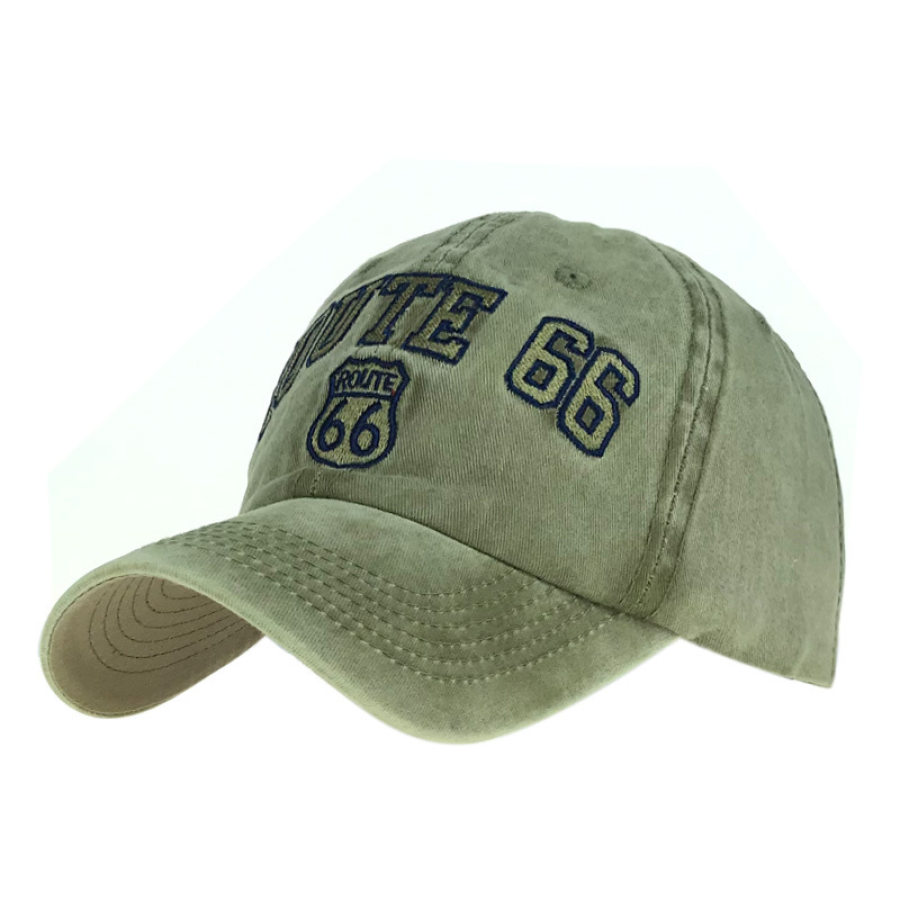 

Men's and women's old washed 66 road embroidery baseball cap