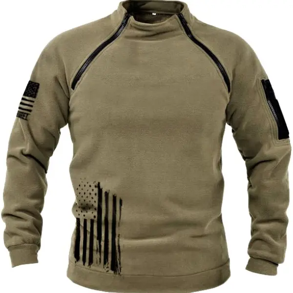 Men's Outdoor Zipper Stand Collar Windproof Fleece Sweatshirt Only $15.99 - Cotosen.com 