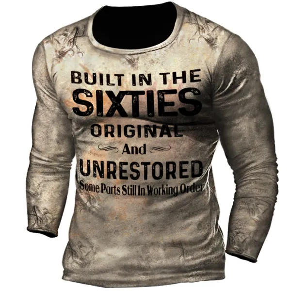 Mens Built In The Sixties Unrestored Motorcy Printed T-shirt - Cotosen.com 
