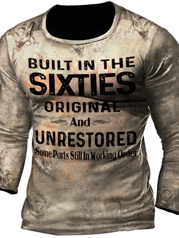 Mens Built In The Sixties Unrestored Motorcy Printed T-shirt - Menbarn.com 