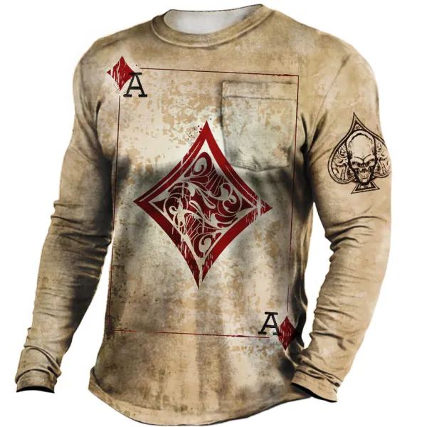 Men's Outdoor Playing Cards Retro Printed Tactical Casual T-Shirt - Menzfolk.com 