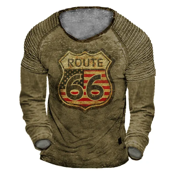 Men's Route 66 Vintage Army Long Sleeve T-shirt 