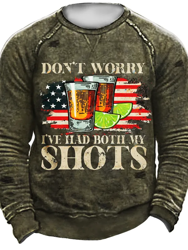 Don't Worry I've Had Both My Shots Men's Retro Tactical Casual Sweatshirt - Menbarn.com 
