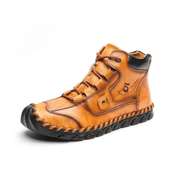 Men's Retro Soft Handmade Mid-cut Tooling Boots Outdoor Shoes - Cotosen.com 