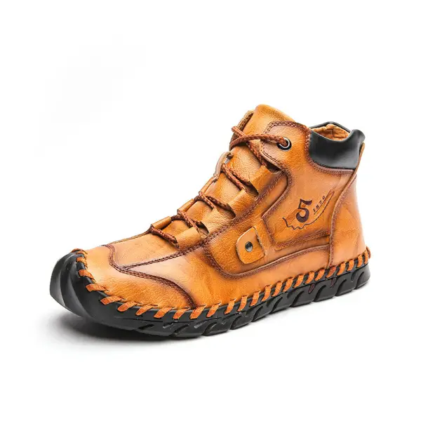Men's Retro Soft Handmade Mid-cut Tooling Boots Outdoor Shoes - Cotosen.chimpone.com 