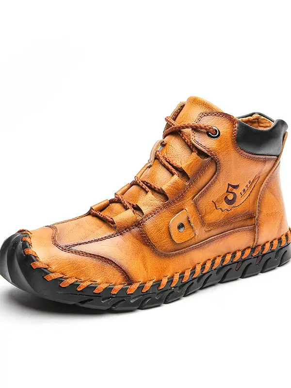 Men's Retro Soft Handmade Mid-cut Tooling Boots Outdoor Shoes - Menwyx.com 