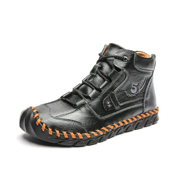 Men's Retro Soft Handmade Mid-cut Tooling Boots Outdoor Shoes - Wayrates.com 