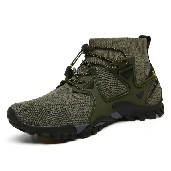 Men's Knitted Upper Breathable Lightweight Outdoor Sports Shoes - Elementnice.com 
