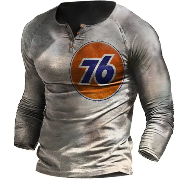 Men's Outdoor Retro Motorcycle Long Sleeve Henley T-shirt - Senttea.chimpone.com 