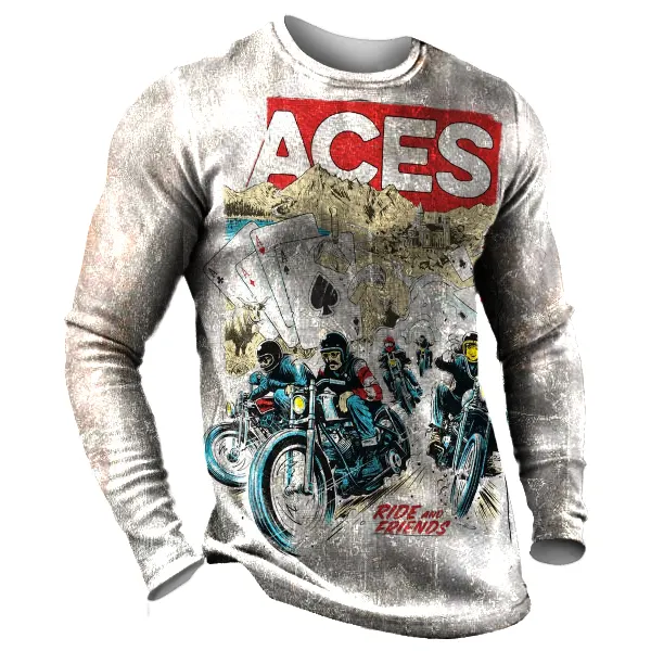 Ride And Friends Men's Long Sleeve Crew Neck T-shirt - Wayrates.com 