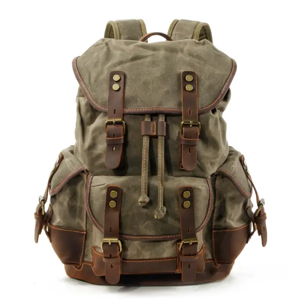 Canvas Stitching Leather Mountaineering Bag - Elementnice.com 