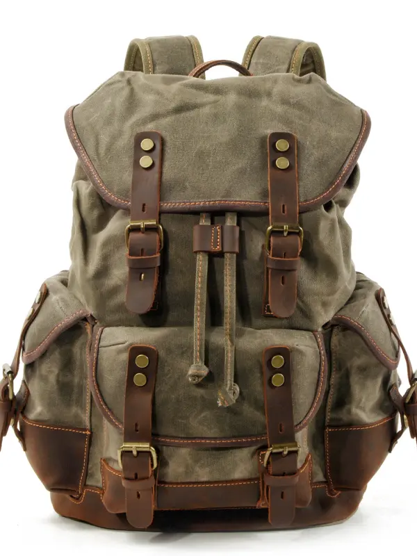 Canvas Stitching Leather Mountaineering Bag - Pragmaace.com 