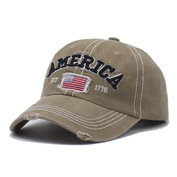 Men's Women's American Flag Embroidered Washed Retro Cap - Wayrates.com 