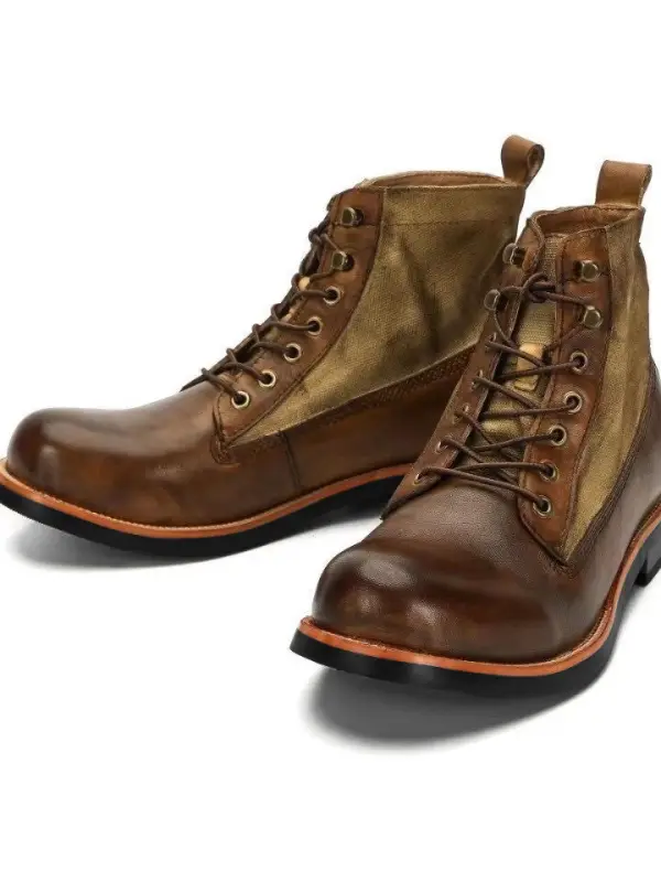 Men's Western Style Retro Motorcycle Boots - Pragmaace.com 