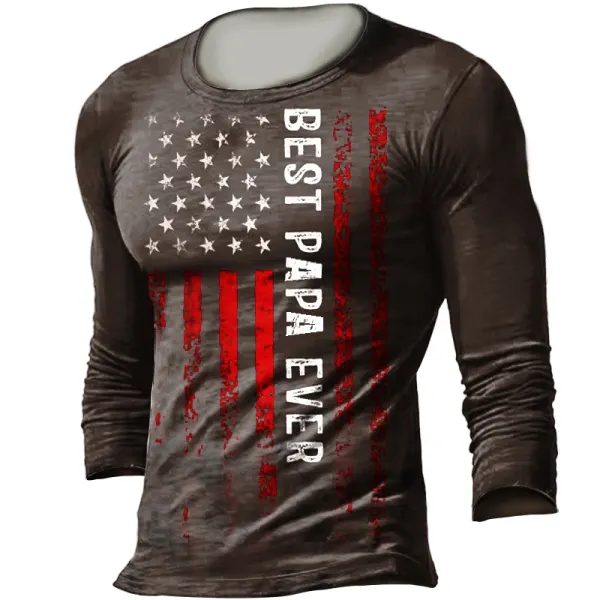 Best Papa Ever. Men's Outdoor Retro T-Shirt - Menzfolk.com 