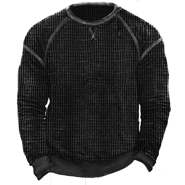 Men's Waffle Knit Pullover Sweatshirt - Cotosen.com 
