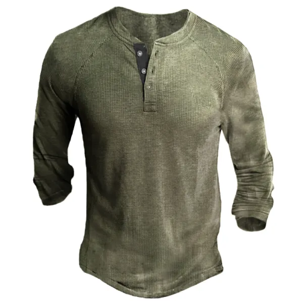 Men's Button Half Open Collar Henley Shirt - Wayrates.com 