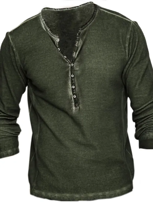 Men's Vintage Wash Tactical Casual Long Sleeve T-Shirt - Pragmaace.com 