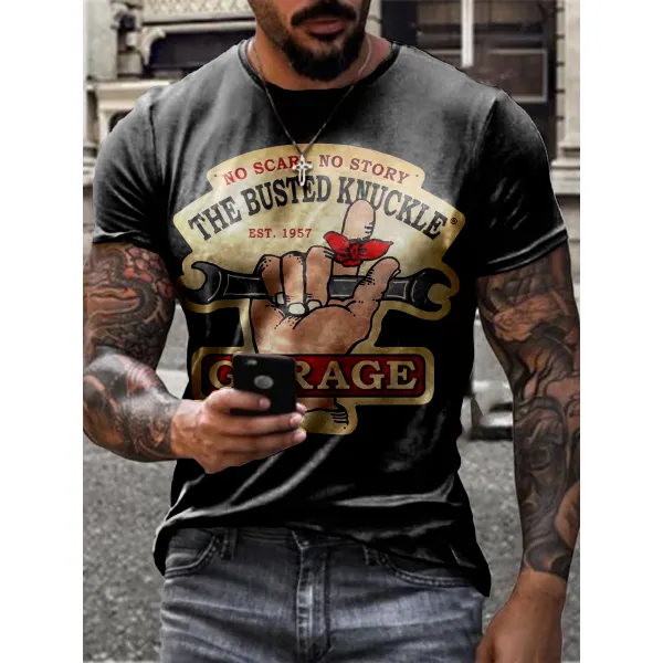 Retro Service Area Car Repair Print T-shirt - Spiretime.com 