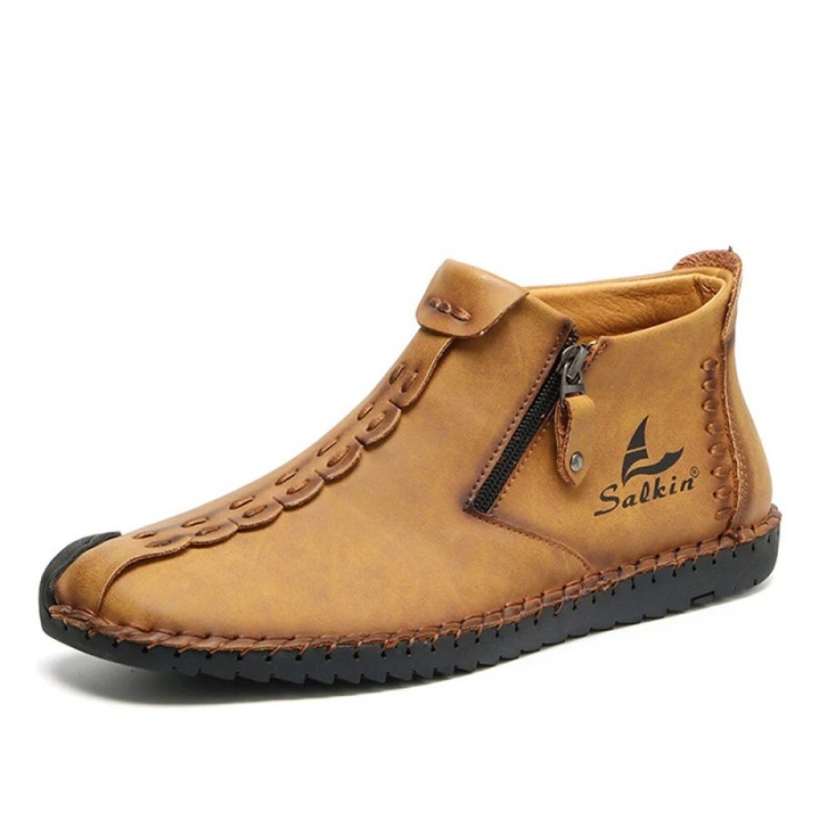 

Men's Sailing Pattern Side Zipper Handmade Casual Outdoor Shoes