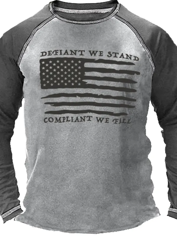 Men's Outdoor Defiant We Stand Long Sleeve T-shirt - Pragmaace.com 