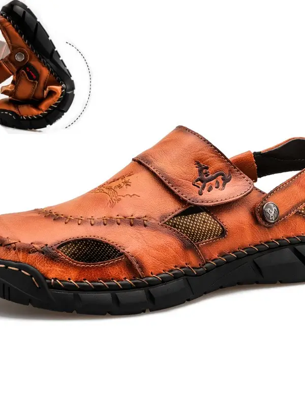 Men's Soft Lucky Deer Print Athleisure Two Wear Sandals - Pragmaace.com 