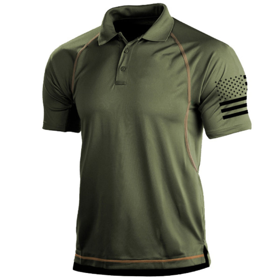 

Men's Outdoor American Flag Tactical Sport PoLo Neck T-Shirt