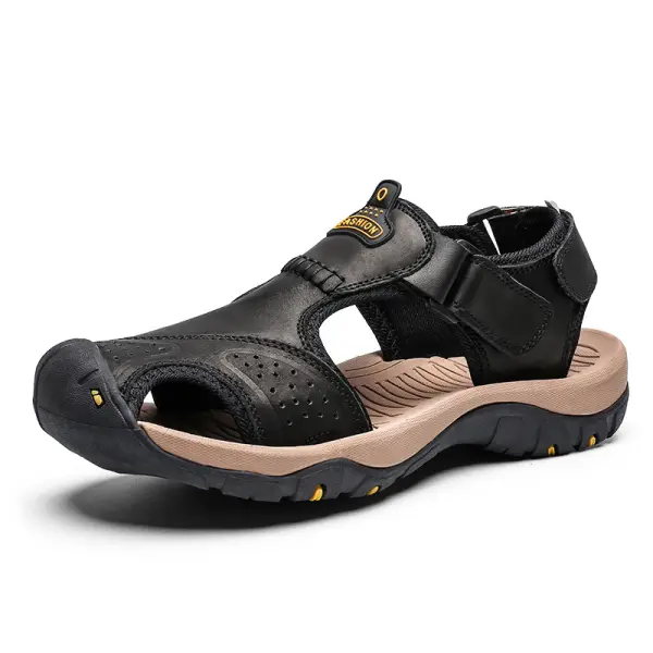 Men's Wear-resistant Soft Non-slip Leather Sandals Only $41.89 - Wayrates.com 