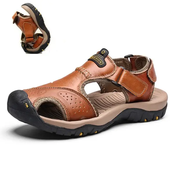 Men's Wear-resistant Soft Non-slip Leather Sandals - Elementnice.com 