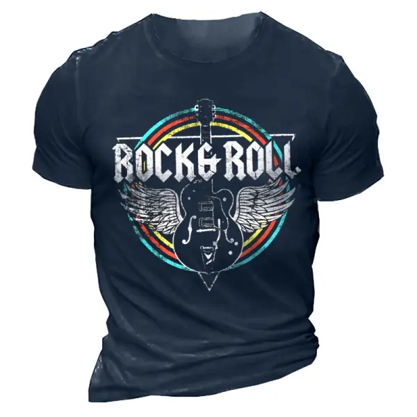 Men's Outdoor Rock Roll Guitar Cotton T-Shirt - Kalesafe.com 