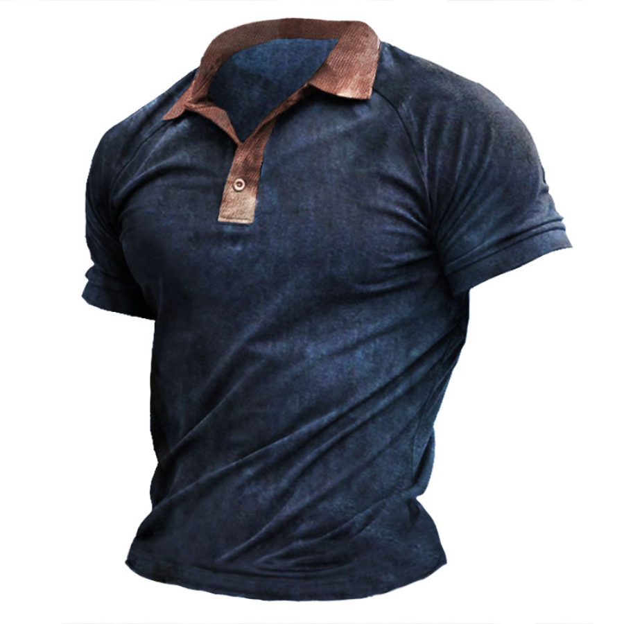 

Men's Outdoor Tactical Vintage Print Henley Shirt